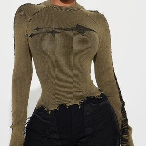 You're A Star Marled Sweater - Olive/combo